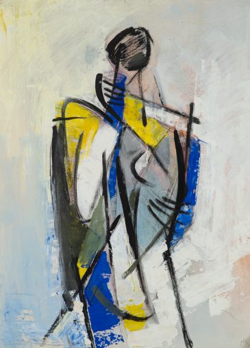 Hans Kinder, Bewegung (Marcel-Marceau-Zyklus), 1970, Mischtechnik, 56 x 41 cm